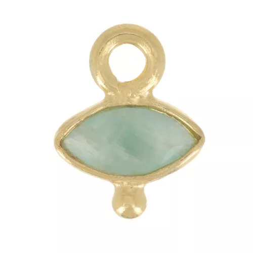 9x7mm 925 St. Silver eye Charm faceted & small ball - Gold - Amazonite x1