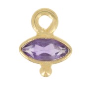 9x7mm 925 St. Silver eye Charm faceted & small ball - Gold - Amethyst x1|raw }}