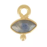 9x7mm 925 St. Silver eye Charm faceted & small ball - Gold - Labradorite x1