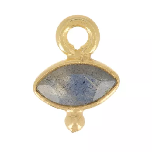 9x7mm 925 St. Silver eye Charm faceted & small ball - Gold - Labradorite x1