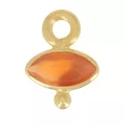 9x7mm 925 St. Silver eye Charm faceted & small ball - Gold - Carnelian x1