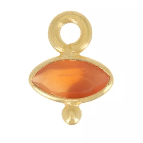 9x7mm 925 St. Silver eye Charm faceted & small ball - Gold - Carnelian x1