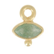 9x7mm 925 St. Silver eye Charm faceted & small ball - Gold - Aventurine x1|raw }}