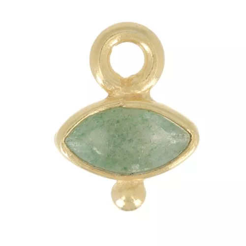 9x7mm 925 St. Silver eye Charm faceted & small ball - Gold - Aventurine x1