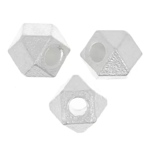 4x5mm 925 Sterling Silver Faceted Cube Bead x1