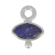 9x7mm 925 Sterling Silver Faceted Eye & Small Ball Charm - Lapis lazuli x1|raw }}