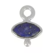 9x7mm 925 Sterling Silver Faceted Eye & Small Ball Charm - Lapis lazuli x1