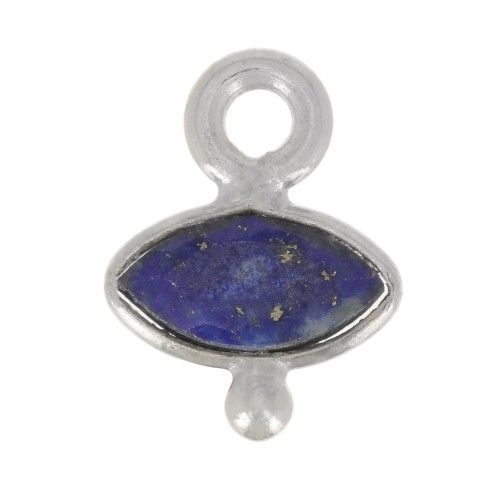 9x7mm 925 Sterling Silver Faceted Eye & Small Ball Charm - Lapis lazuli x1