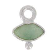 9x7mm 925 Sterling Silver Faceted Eye & Small Ball Charm - Amazonite x1|raw }}