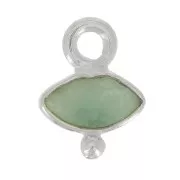 9x7mm 925 Sterling Silver Faceted Eye & Small Ball Charm - Amazonite x1