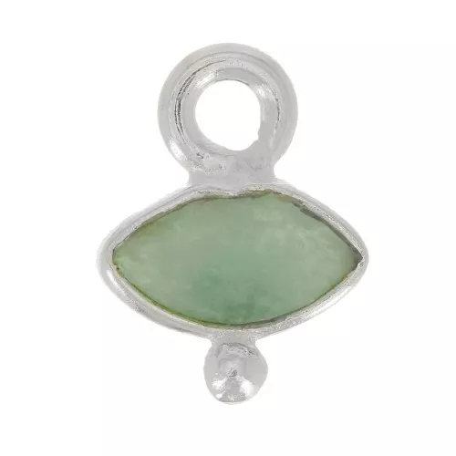 9x7mm 925 Sterling Silver Faceted Eye & Small Ball Charm - Amazonite x1
