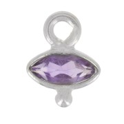 9x7mm 925 Sterling Silver Faceted Eye & Small Ball Charm - Amethyst x1