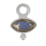 9x7mm 925 Sterling Silver Faceted Eye & Small Ball Charm - Labradorite x1|raw }}
