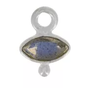 9x7mm 925 Sterling Silver Faceted Eye & Small Ball Charm - Labradorite x1