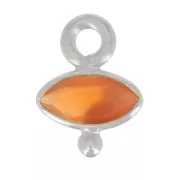 9x7mm 925 Sterling Silver Faceted Eye & Small Ball Charm - Carnelian x1
