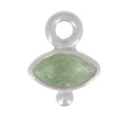 9x7mm 925 Sterling Silver Faceted Eye & Small Ball Charm - Aventurine x1|raw }}