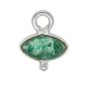 Aventurine - Faceted Eye & Small Ball Charm 8x7 mm - 925 Sterling Silver - Aventurine x1 Faceted Eye & Small Ball Charm 8x7 mm - 925 Sterling Silver - Aventurine x1