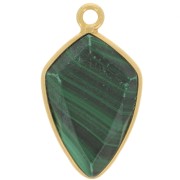 20x11mm 925 Sterling Silver Faceted Arrow Pendant - Gold - Malachite x1|raw }}