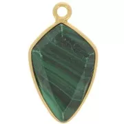 20x11mm 925 Sterling Silver Faceted Arrow Pendant - Gold - Malachite x1