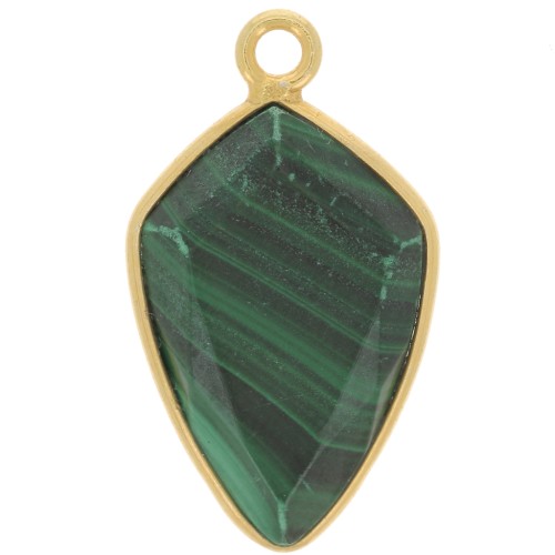 20x11mm 925 Sterling Silver Faceted Arrow Pendant - Gold - Malachite x1