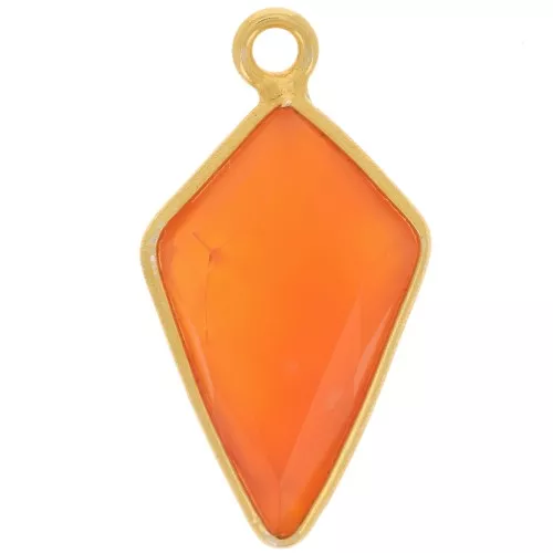 20x11mm 925 Sterling Silver Faceted Arrow Pendant - Gold - Carnelian x1