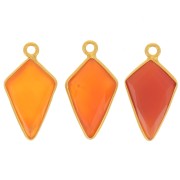 20x11mm 925 Sterling Silver Faceted Arrow Pendant - Gold - Carnelian x1