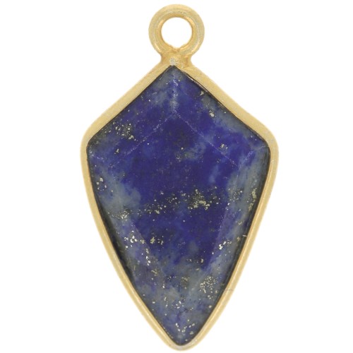 20x11mm 925 Sterling Silver Faceted Arrow Pendant - Gold - Lapis lazuli x1