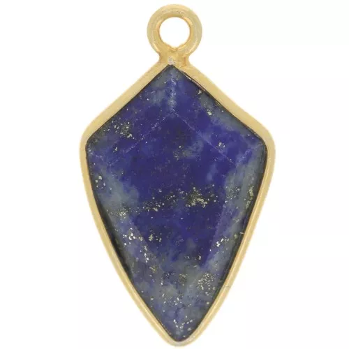 20x11mm 925 Sterling Silver Faceted Arrow Pendant - Gold - Lapis lazuli x1