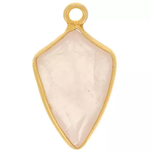 20x11mm 925 Sterling Silver Faceted Arrow Pendant - Gold - Rose Quartz x1