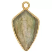 20x11mm 925 Sterling Silver Faceted Arrow Pendant - Gold - Labradorite x1