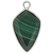 20x11mm 925 Sterling Silver Faceted Arrow Pendant - Malachite x1