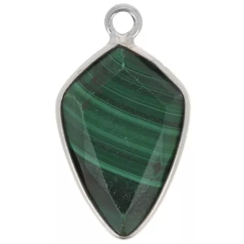 20x11mm 925 Sterling Silver Faceted Arrow Pendant - Malachite x1