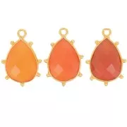 19x13mm 925 St. Silver faceted drop & small balls Pendant - GOLD - Carnelian x1