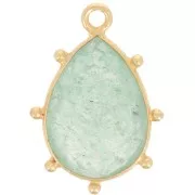 19x13mm 925 St. Silver faceted drop & small balls Pendant - GOLD - Aventurine x1