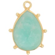 19x13mm 925 St. Silver faceted drop & small balls Pendant - GOLD - Amazonite x1|raw }}