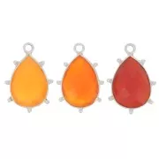 19x13mm 925 Sterling Silver faceted drop & small balls Pendant - Carnelian x1