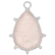 19x13mm 925 Sterling Silver faceted drop & small balls Pendant - Rose Quartz x1|raw }}