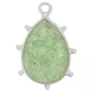 19x13mm 925 Sterling Silver faceted drop & small balls Pendant - Aventurine x1