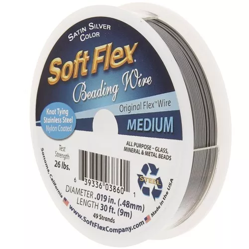 Stranded wire 49 wires - Soft Flex Medium - Satin silver x9m