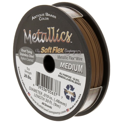 0.48mm 49 strands wire - Soft Flex Medium - antique brass x9m