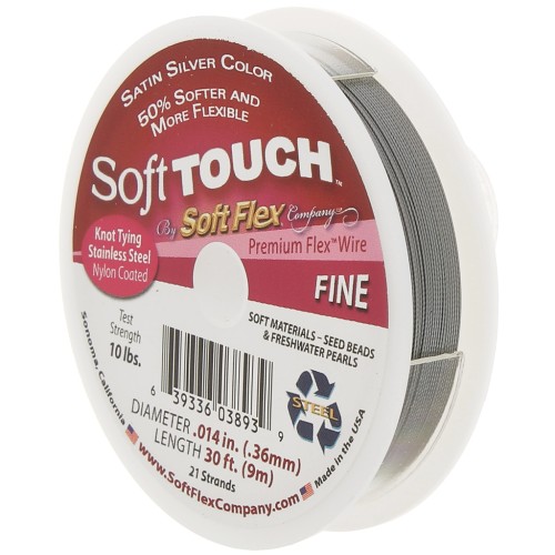 0.36mm Soft Flex Touch Fine 21 strands wire - Silver satin x9m
