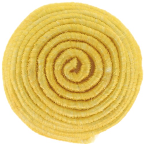 12.5mm Round Cabochon covered with cotton thread - Yellow x1