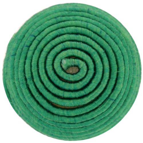 12.5mm Round Cabochon covered with cotton thread - Green x1