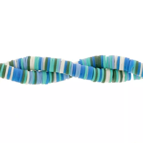 Heishi beads polymer clay rondelles 8x1 mm - Mix Multi-blue - Turquoise x39cm