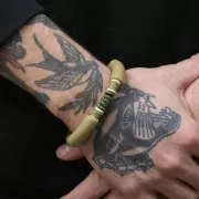 Heishi polymer clay rondelle beads 8x1 mm - Mix Green - Brown x39cm