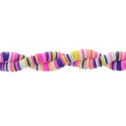 8x1mm Heishi polymer clay beads - Mix Multi-pink - dark blue x39cm