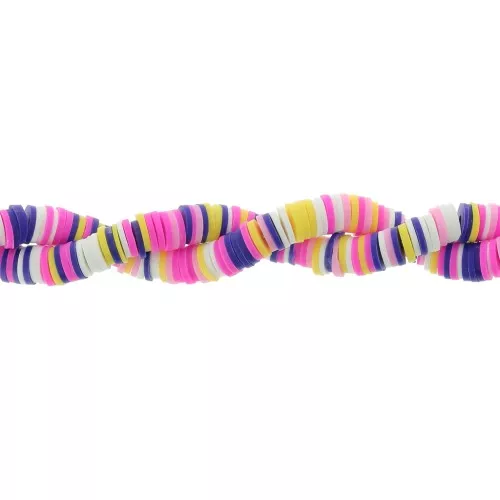 Heishi polymer clay beads rondelles 8x1mm - Mix Multi-rose - Dark blue x39cm