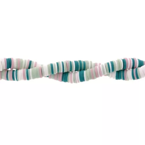 Heishi polymer clay beads rondelles 8x1 mm - Mix Pale Green - Taupe x39cm