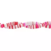 6x1mm Heishi polymer clay beads - Mix Pink - Red - white x39cm