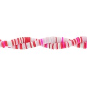 Heishi polymer clay beads 6x1 mm - Mix Pink - Red - White x39cm